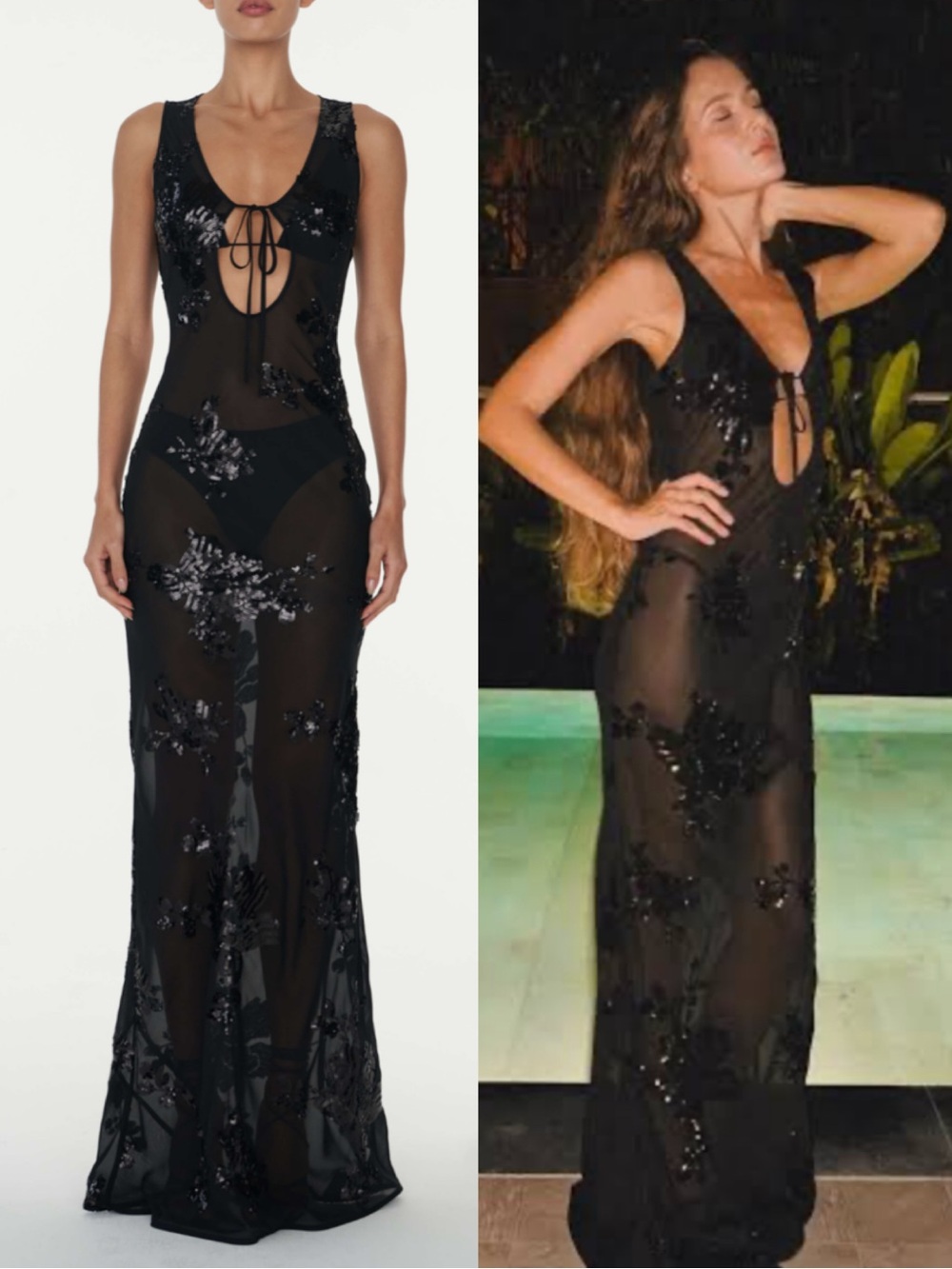 Rat and Boa Black Sequin Plunge Evening Giulia Dress Size XS NEW! With tags!